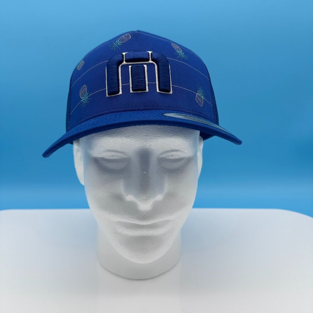Travis Mathew Big Bend FlexFit Pineapple Print Snapback Golf Hat, OS, Royal Blue